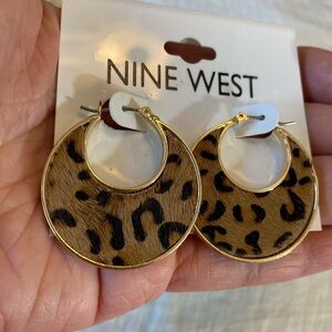 Nine West Animal Print Dangle‎ Hoop Earrings